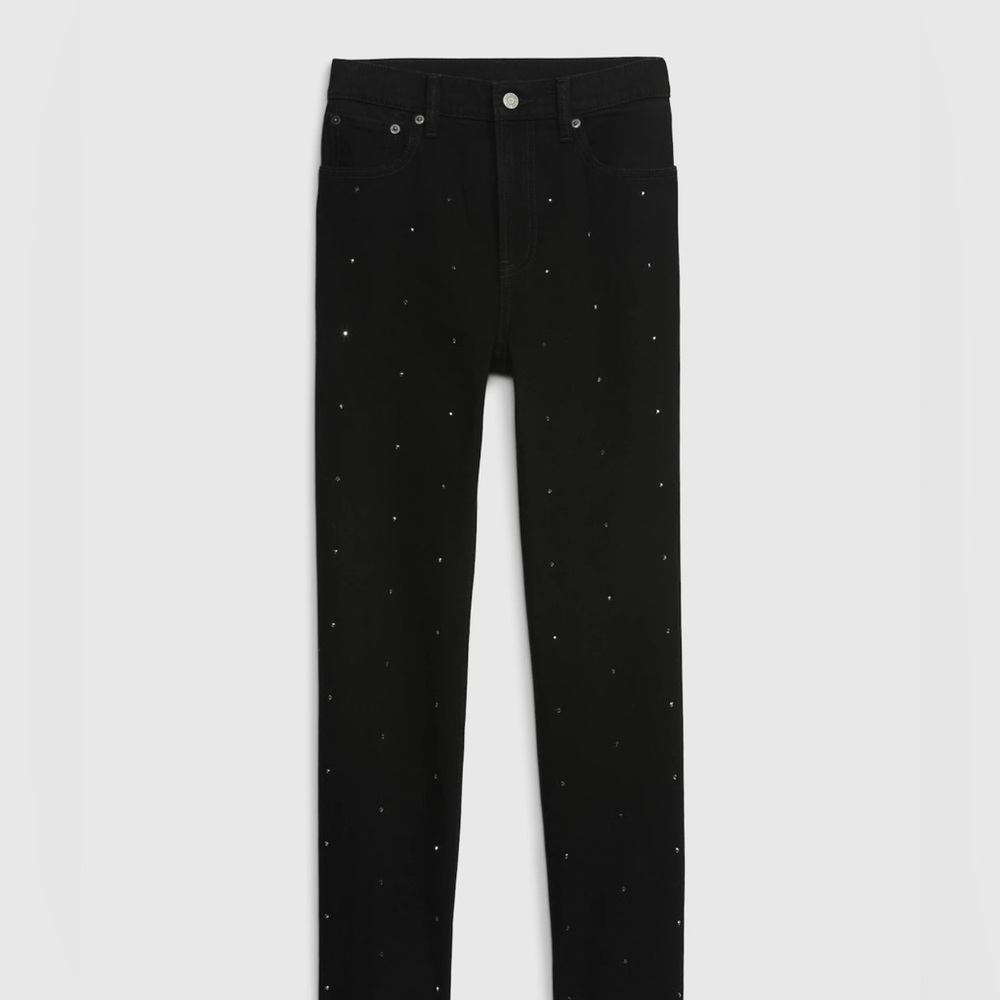 High Rise Rhinestone Cheeky Straight Jeans (NWT) - Picture 4 of 5